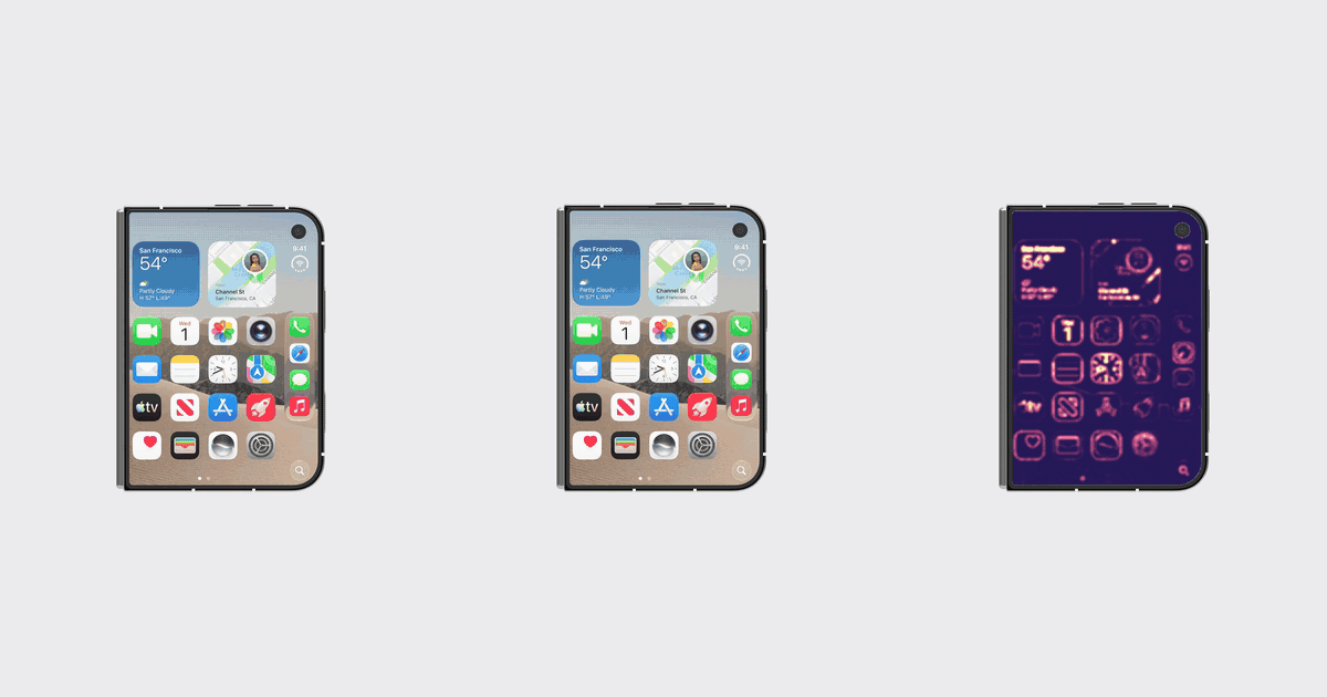 Blur, optical flow and detail energy views of the iPhone Duo folding transition